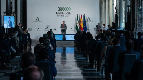 Presentación en el Palacio de San Telmo del plan “Andalucía en Marcha” el 14 de septiembre de 2020