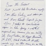 Primera página de la carta de Elvis a Nixon