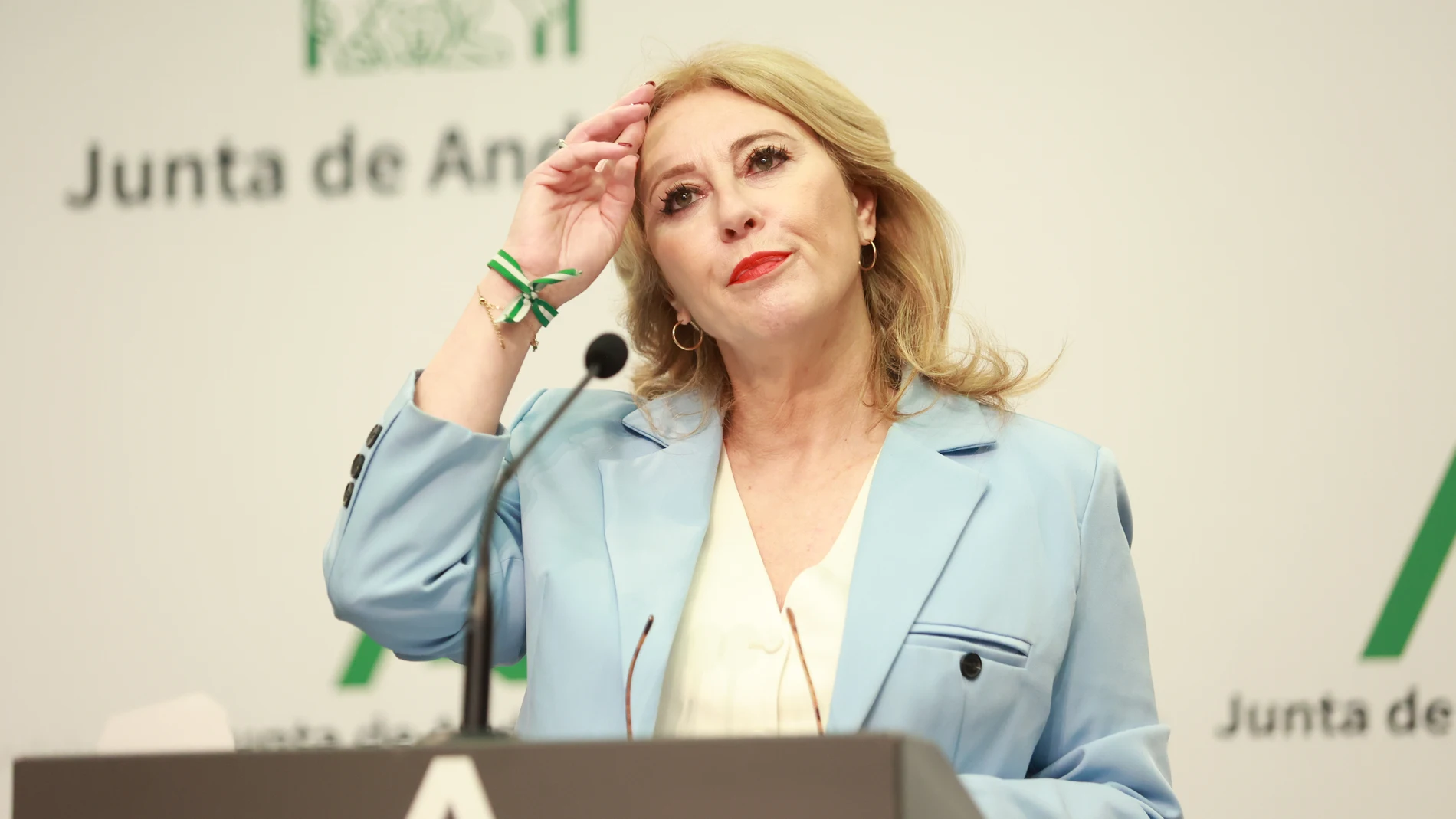 La consejera de Economía, Hacienda y Fondos Europeos y portavoz del Gobierno, Carolina España, comparece en la rueda de prensa posterior al Consejo de Gobierno. A 30 de abril de 2025, en Sevilla (Andalucía, España). El Consejo de Gobierno de la Junta de Andalucía se reúne en el Palacio de San Telmo para llevar el control de los temas referentes a la actualidad política andaluza. 30 ABRIL 2025 Rocío Ruz / Europa Press 30/04/2025