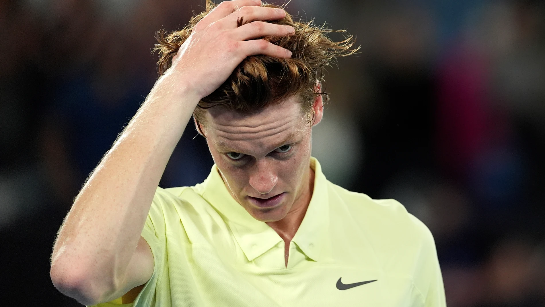 FILE - Jannik Sinner of Italy reacts after defeating Alexander Zverev of Germany in the men's singles final at the Australian Open tennis championship in Melbourne, Australia, Sunday, Jan. 26, 2025. (AP Photo/Ng Han Guan, file)