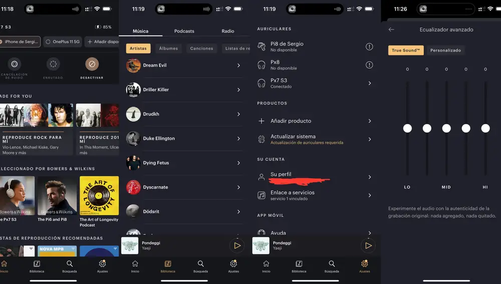 Bowers & Wilkins Music, la app compañera de estos auriculares
