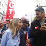  La vicepresidenta segunda del Gobierno y ministra de Trabajo, Yolanda Díaz, en la manifestación del Primero de Mayo en Madrid, que este año lleva por lema "Proteger lo conquistado, ganar futuro".