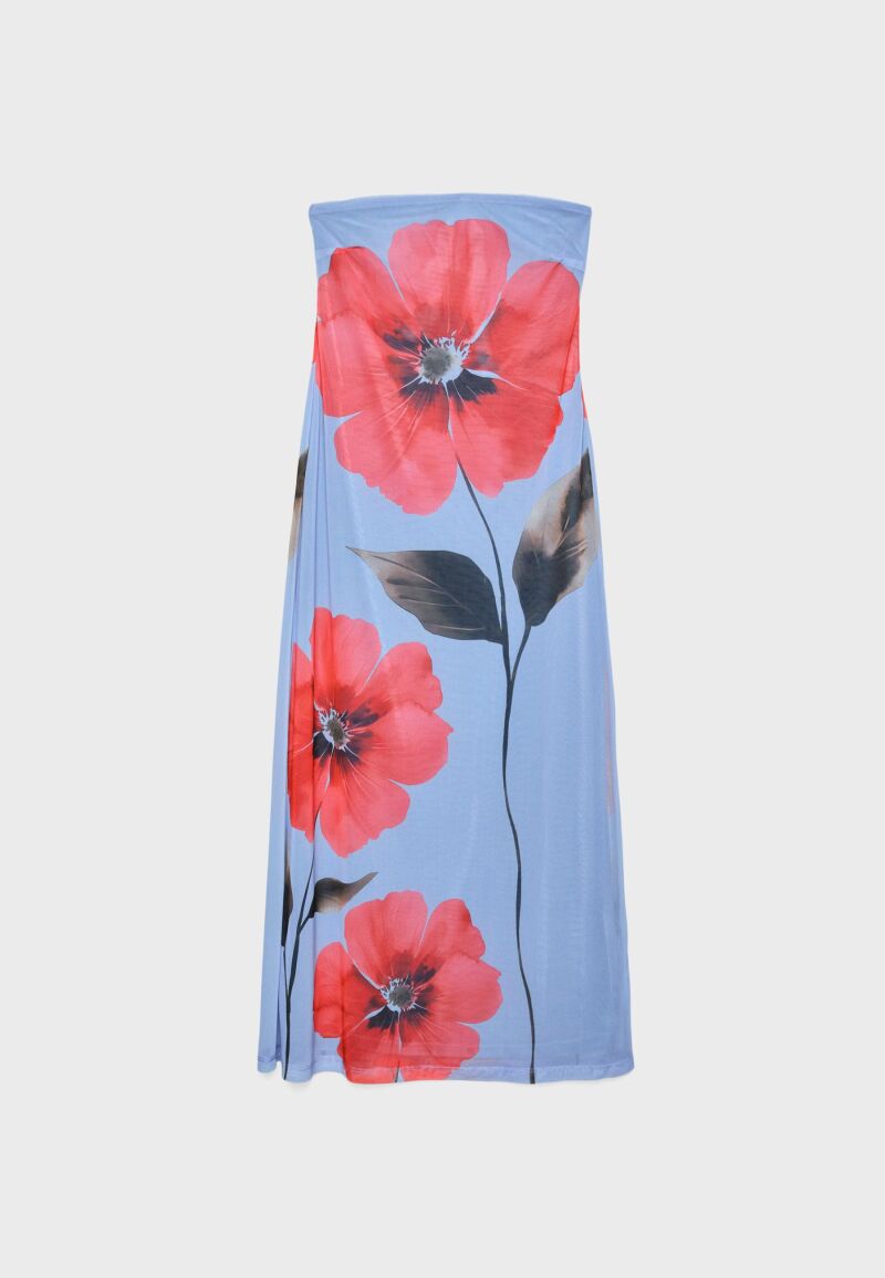 Vestido de tul estampado.