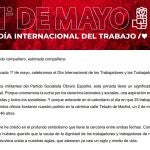 Carta del presidente del Gobierno, Pedro Sánchez, a la militancia del PSOE por el Día del Trabajador