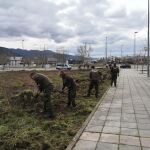 Trabajos de ajardinamiento de la parcela municipal en el Barrio de La Rosaleda de Ponferrada