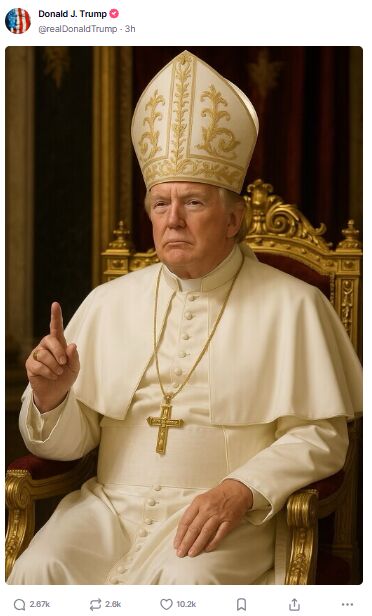 Trump publica en su cuenta de Truth Social una foto vestido de Papa.