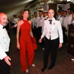 La Reina y la Princesa, a bordo del "Elcano" durante la recepción en Panamá