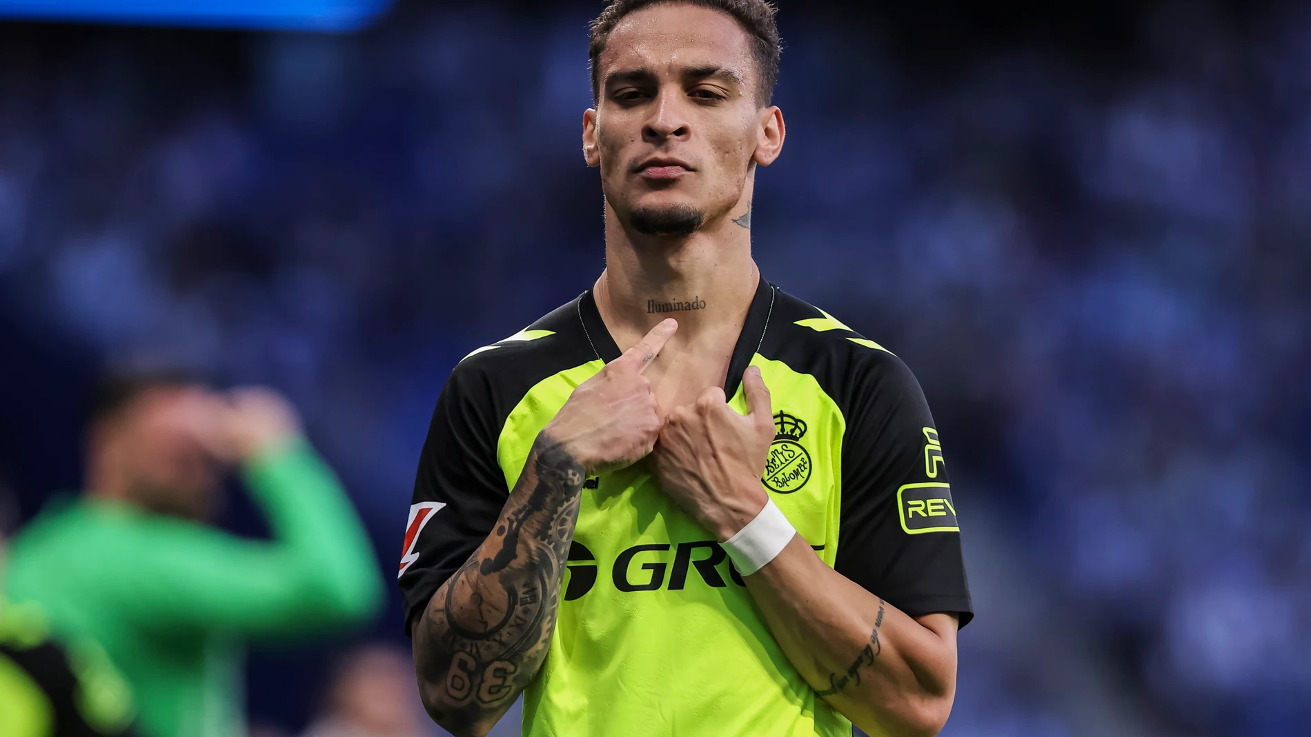 Antony dos Santos of Real Betis celebrates a goal during the Spanish league, La Liga EA Sports, football match played between RCD Espanyol and Real Betis at RCDE Stadium on May 04, 2025 in Cornella, Barcelona, Spain. AFP7 04/05/2025 ONLY FOR USE IN SPAIN