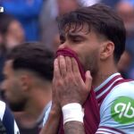 Lucas Paquetá, del West Ham, rompe a llorar tras ser amonestado con una tarjeta amarilla