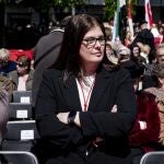 La exalcaldesa de Móstoles Noelia Posse en el acto de homenaje a los Héroes de la Independencia, en la Plaza del Pradillo, a 2 de mayo de 2024, en Móstoles.