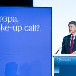 El presidente del Cercle d’Economa, Jaume Guardiola, durante su intervención en la 40 Reunió Cercle d'Economia, en el Palau de Congressos de Catalunya
