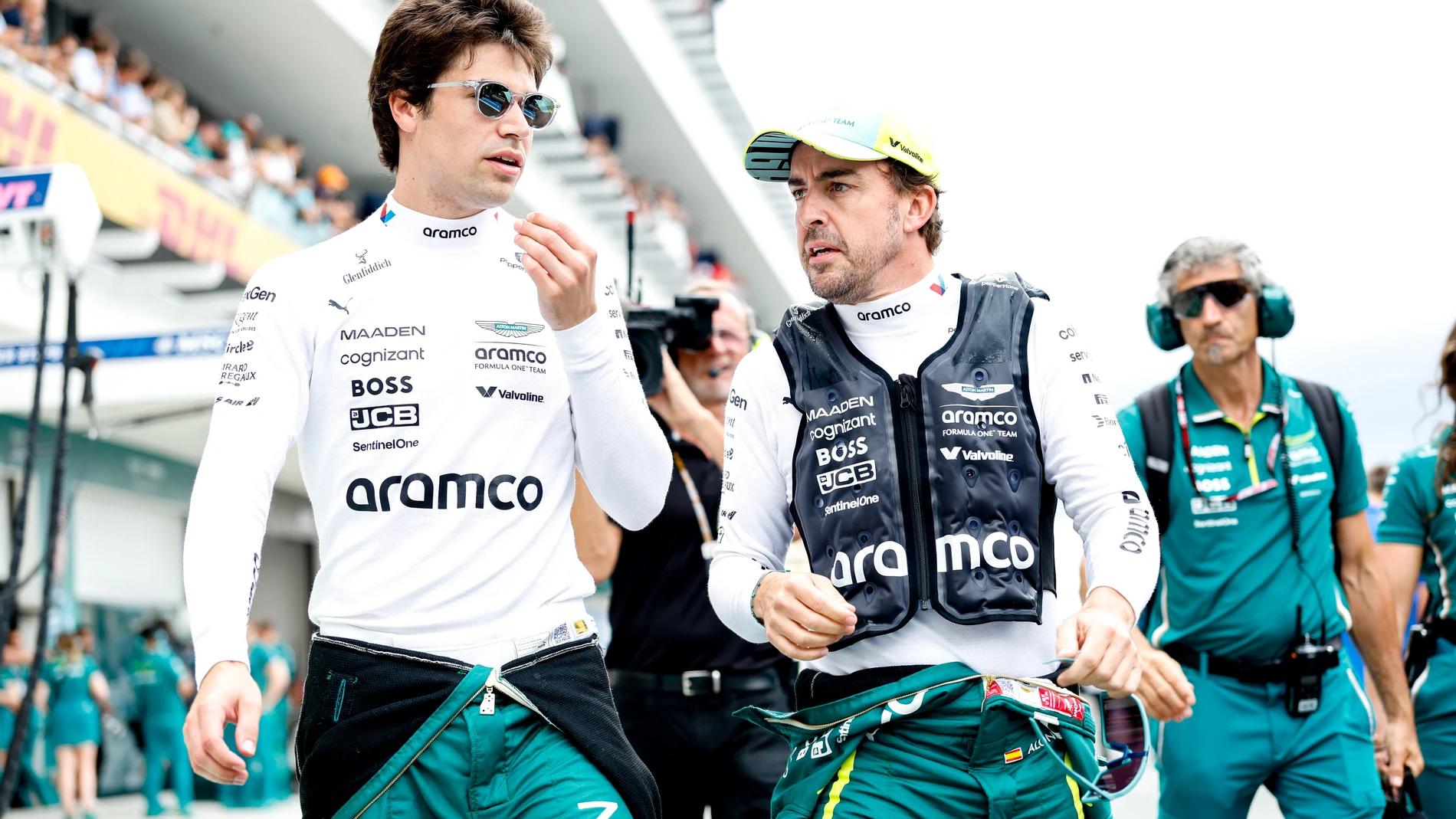 ALONSO Fernando (spa), Aston Martin F1 Team AMR25, portrait and STROLL Lance (can), Aston Martin F1 Team AMR25, portrait during the Formula 1 Crypto.com Miami Grand Prix 2025, 6th round of the 2025 FIA Formula One World Championship from May 2 to 4, 2025 on the Miami International Autodrome, in Miami Gardens, Florida, United States of America - Photo DPPI AFP7 04/05/2025 ONLY FOR USE IN SPAIN