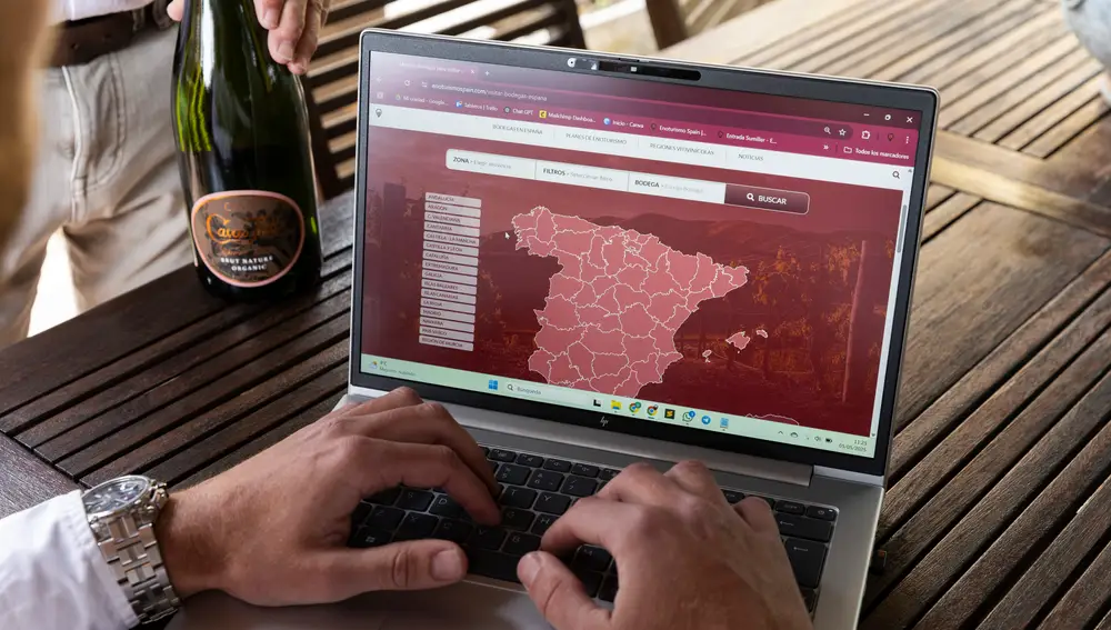 Una vista de la pantalla principal de la web de Enoturismo Spain.