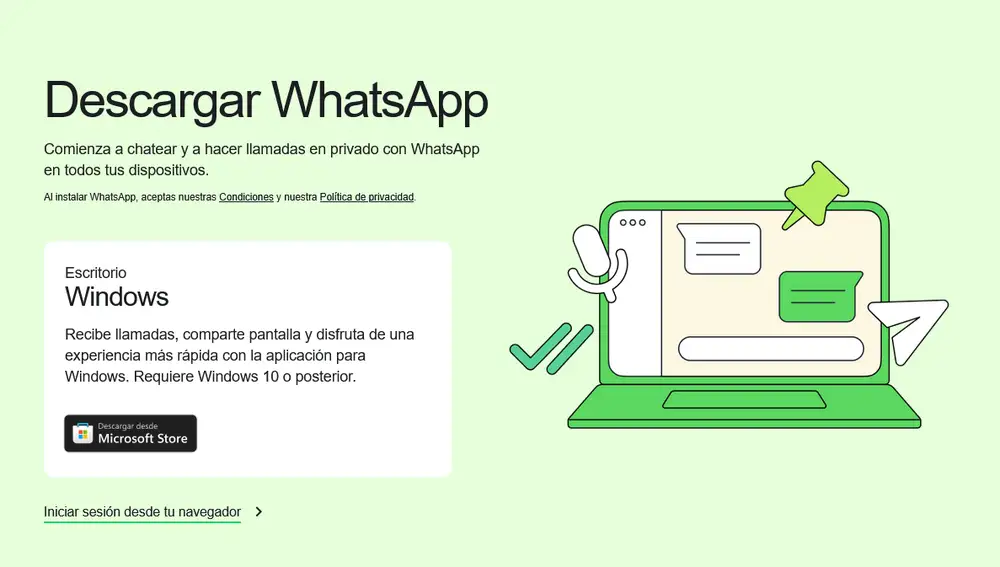 Puedes descargar la app de WhatsApp para otros dispositivos