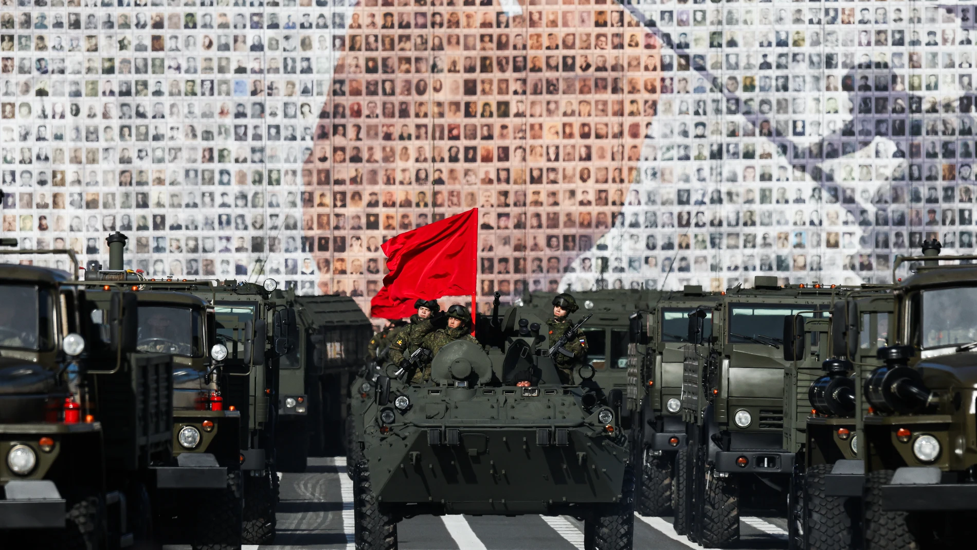 May 3, 2025, St. Petersburg, Russia: BTR-82A and other military equipment at the Victory Day Parade rehearsal on Palace Square in St. Petersburg. A rehearsal for the Victory Day Parade on May 9 was held on Palace Square in St. Petersburg. This year, Russia celebrates a historic date: 80 years since Victory Day in the Great Patriotic War. The rehearsal featured a variety of military equipment, covering a wide range - from historical models from the war to modern systems. Foot columns represent...