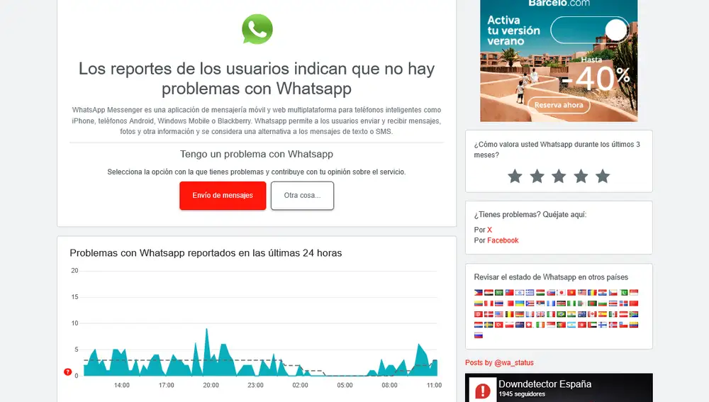 En Downdetector se indica si WhatsApp Web tiene errores