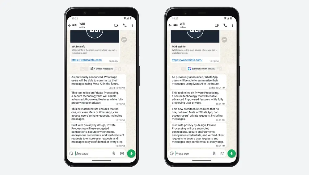 WhatsApp se actualizará con un nuevo botón para crear resúmenes de mensajes con IA