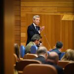 Rueda, hoy, en el Parlamento de Galicia. 