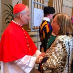 Lydia Jimenez y el Papa Francis Prevost