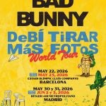 Puerto Rico.- Bad Bunny añade un segundo concierto en Barcelona y dos más en Madrid en su gira de 2026