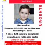 MURCIA.-Buscan desde hace una semana a un niño de 4 años visto por última vez el 3 de mayo en Molina de Segura