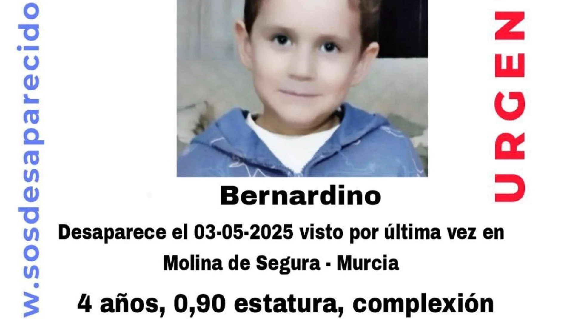 MURCIA.-Buscan desde hace una semana a un niño de 4 años visto por última vez el 3 de mayo en Molina de Segura
