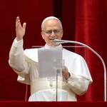 Pope Leo XIV leads Regina Caeli prayer from the Central Loggia of St. Peter's Basilica