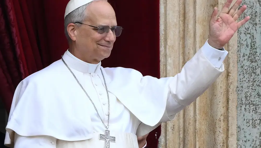 Pope Leo XIV leads Regina Caeli prayer from the Central Loggia of St. Peter's Basilica
