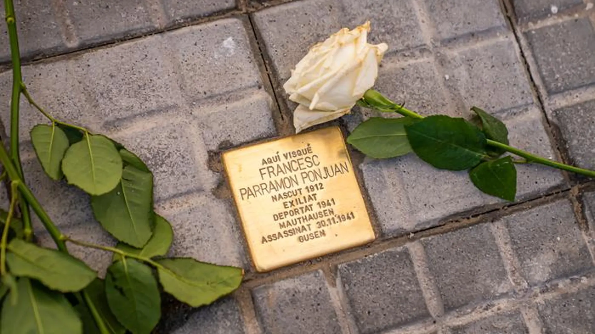 Imagen del Stolpersteine instalado en Sant Feliu de Guíxols