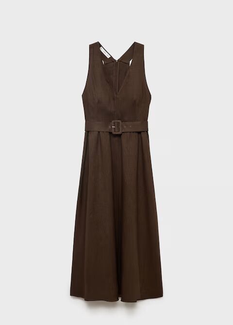 Vestido lino cinturón.