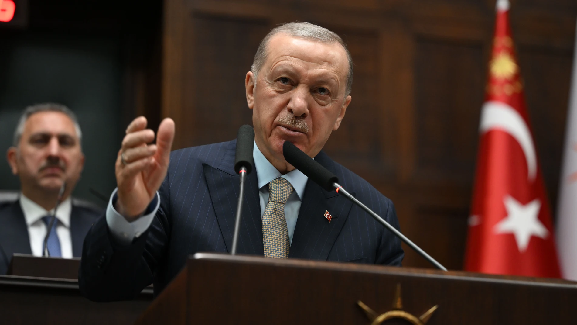 March 26, 2025, Ankara, Turkey: Turkish President RECEP TAYYIP ERDOGAN speaks at his ruling Justice and Development Party's (AKP) parliamentary group meeting in Ankara, Turkey. Europa Press/Contacto/Depo Ohotos 26/03/2025 ONLY FOR USE IN SPAIN