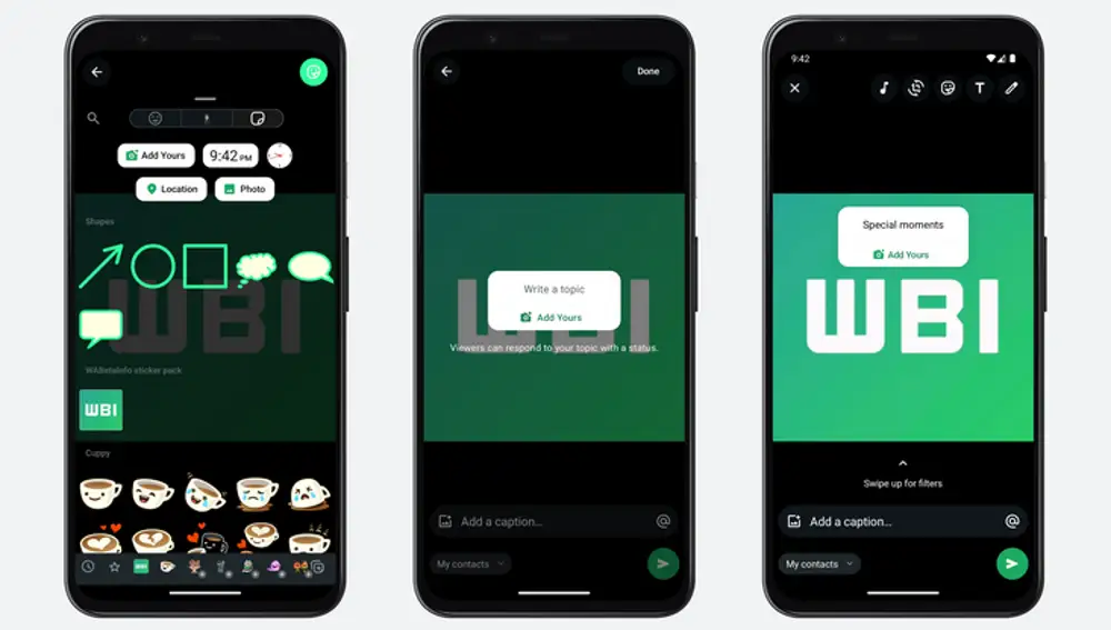 Los stickers te dan la opción de seguir una cadena