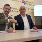El presidente de la Diputación de Segovia, Miguel Ángel de Vicente, renueva el acuerdo con el gerente del hospital Recoletas Salud de Segovia, Ignacio Cabezón