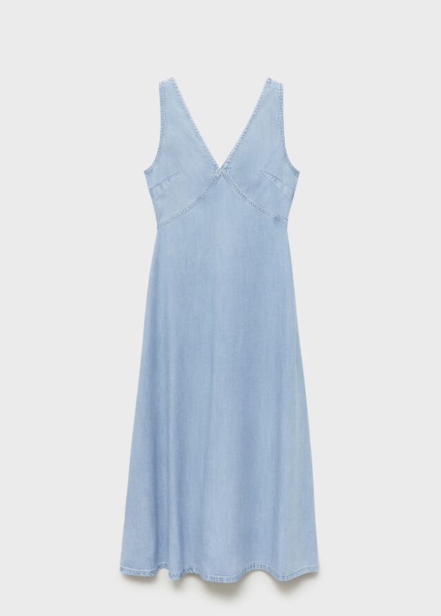 Vestido midi lyocell cuello pico.