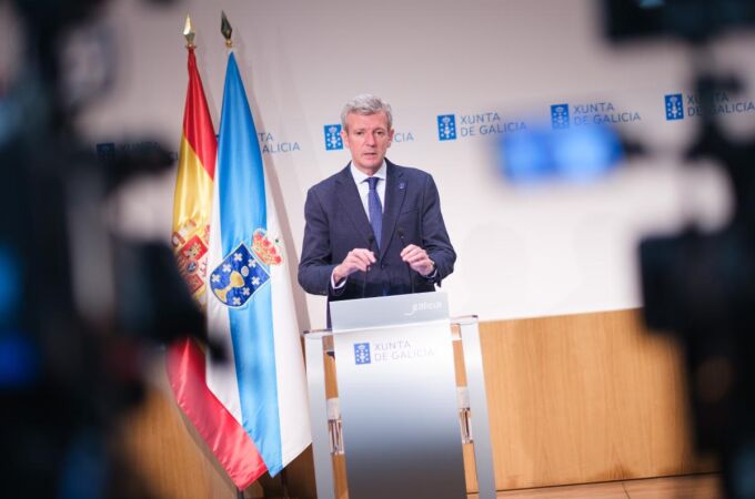 Alfonso Rueda en comparecencia ante los medios