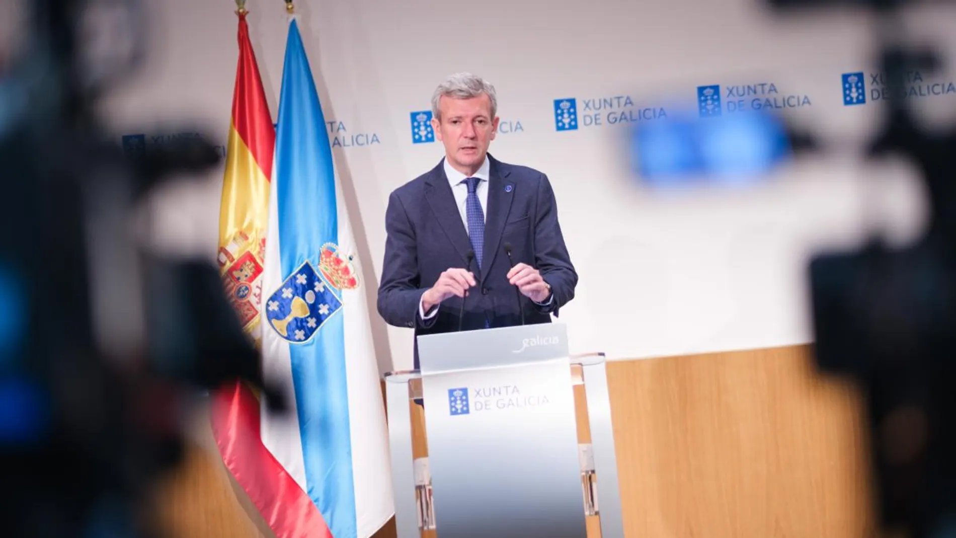 Alfonso Rueda en comparecencia ante los medios