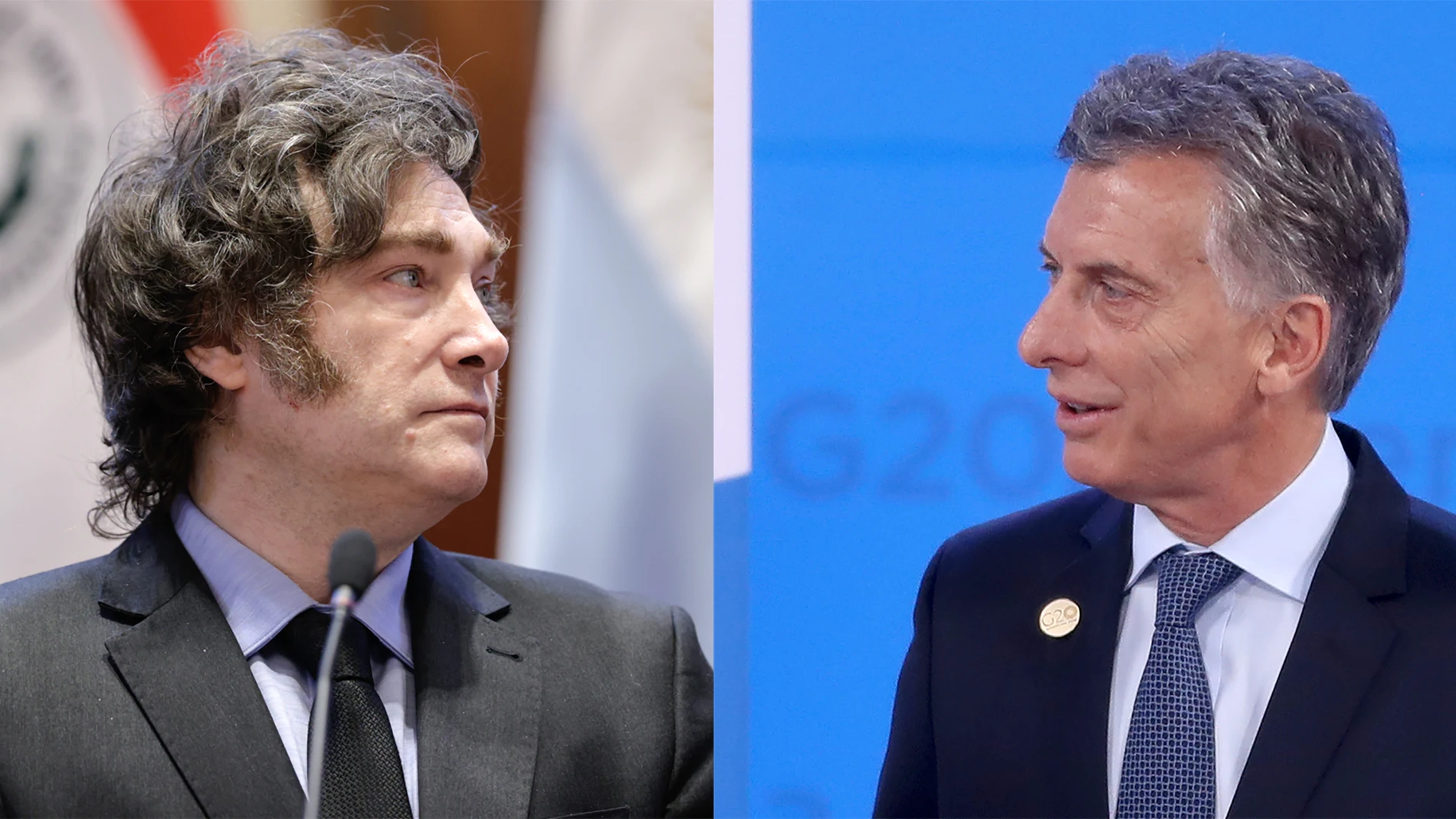 AME6969. BOGOTÁ (COLOMBIA), 12/05/2025.- Combo de dos fotografías de archivo del presidente de Argentina, Javier Milei (i), y el exmandatario Mauricio Macri. Los partidos liderados por el presidente argentino, Javier Milei, y el exmandatario Mauricio Macri (2015-2019) irán enfrentados a los comicios legislativos del próximo domingo en la ciudad de Buenos Aires, cuyo resultado será clave en su creciente disputa por la hegemonía de la derecha en el país suramericano. EFE/ EFE ARCHIVO