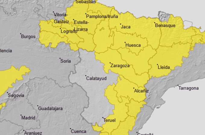 Aviso amarillo en Aragón 