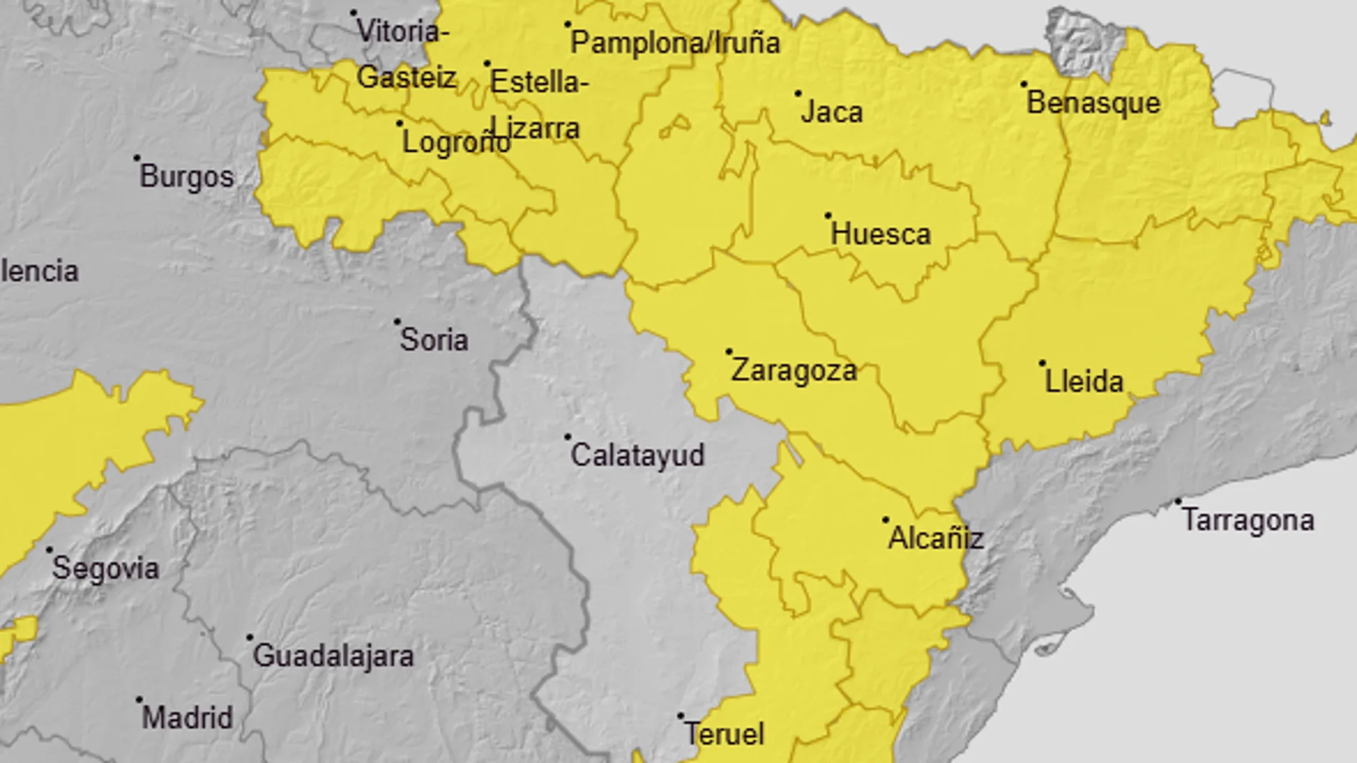 Aviso amarillo en Aragón