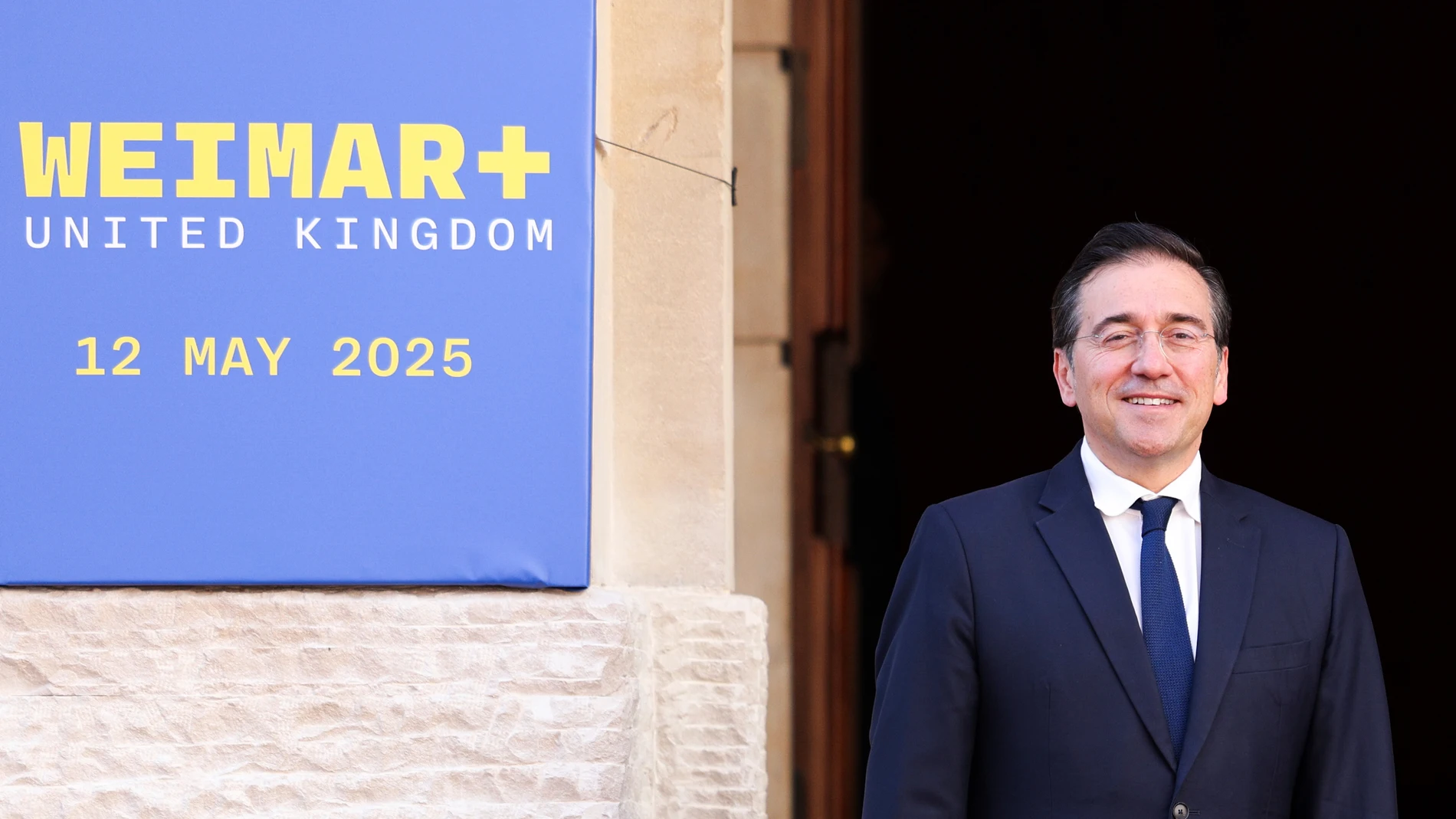 Spain's Minister of Foreign Affairs Jose Manuel Albares Bueno arrives to attend talks of the "Weimar+" group focused on Ukraine and the future of European security in London, Monday May 12, 2025. (Adrian Dennis/Pool Photo via AP)