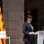 El presidente de la Generalitat, Salvador Illa, en el acto por la firma del Pacte Nacional per la Llengua