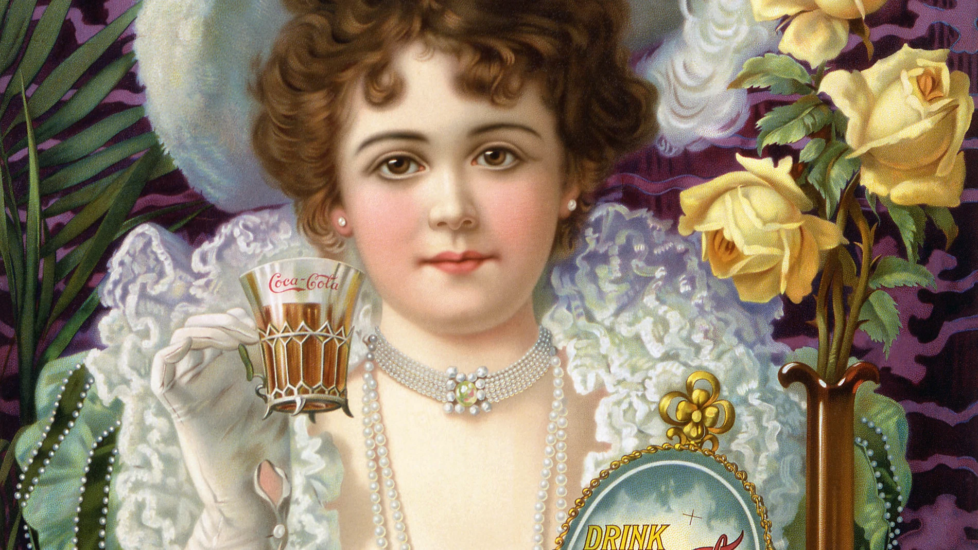 Anuncio de 1890 de una dama en Atlanta bebiendo Coca-Cola