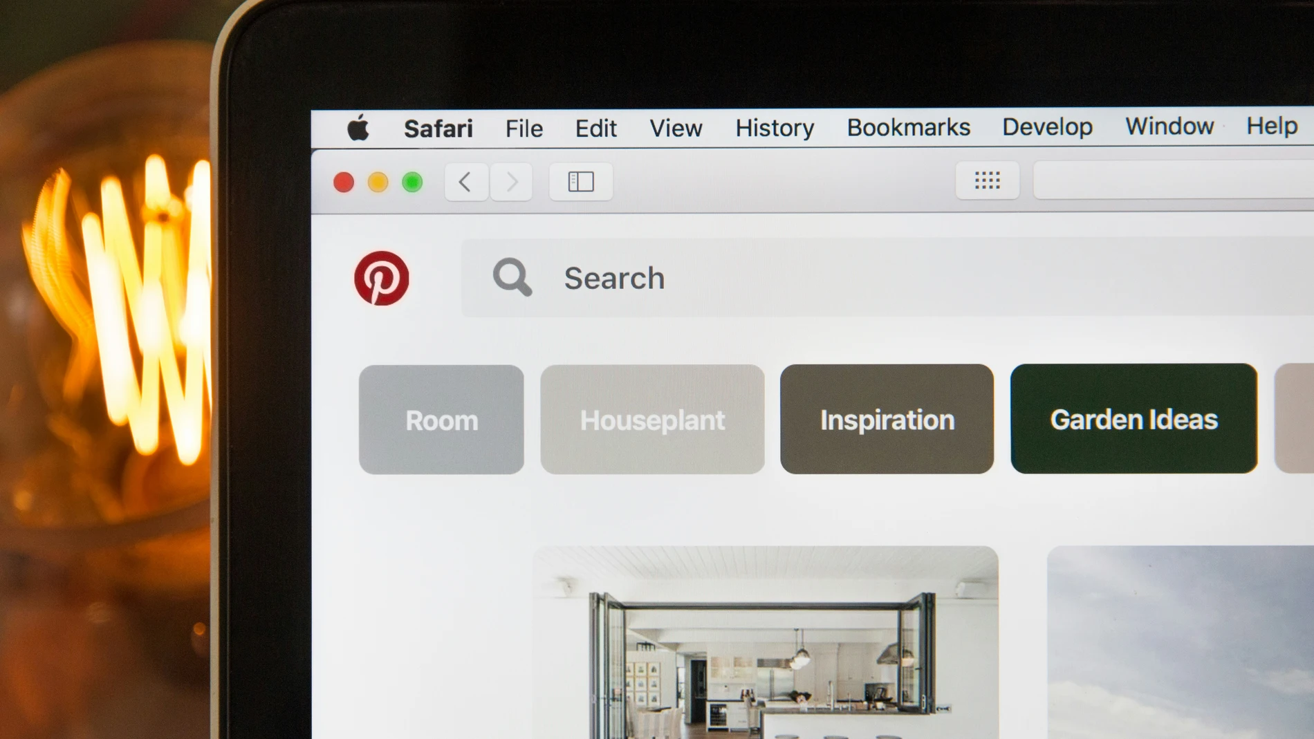 La interfaz de Pinterest