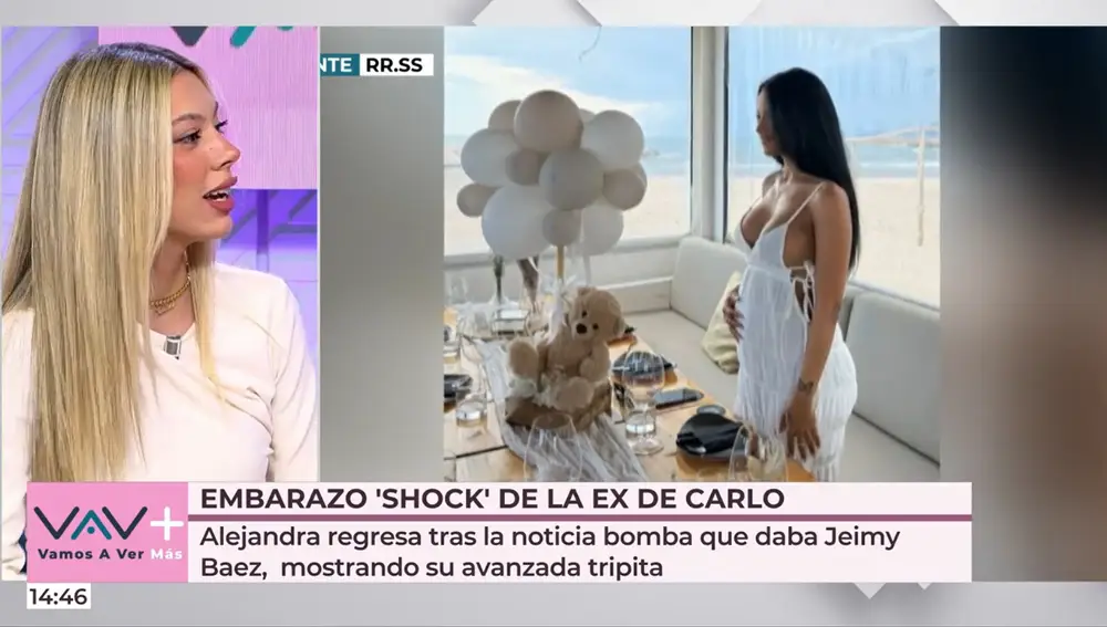 Alejandra Rubio reacciona en "Vamos a ver" al embarazo de Jeimy Báez, exnovia de Carlo Costanzia