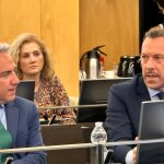 Héctor Palencia interviene en la comisión de transportes en presencia de Elías Bendodo