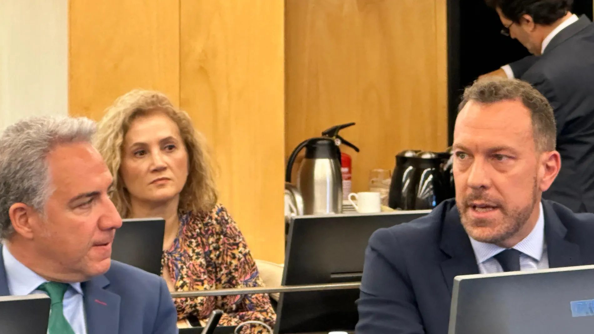 Héctor Palencia interviene en la comisión de transportes en presencia de Elías Bendodo