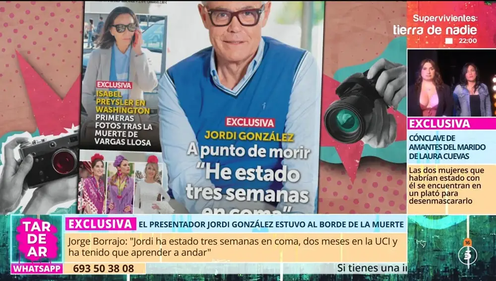 Jordi González, a punto de morir a causa de una bacteria: "Tres semanas en coma"