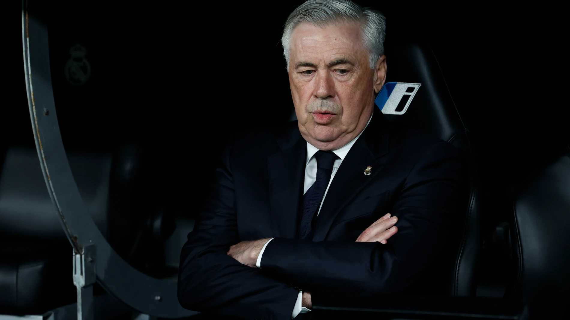 MADRID, 14/05/2025.- El entrenador del Madrid, Carlo Ancelotti, antes del partido de LaLiga de fútbol que Real Madrid y RCD Mallorca disputan este miércoles en el estadio Santiago Bernabéu. EFE/Chema Moya
