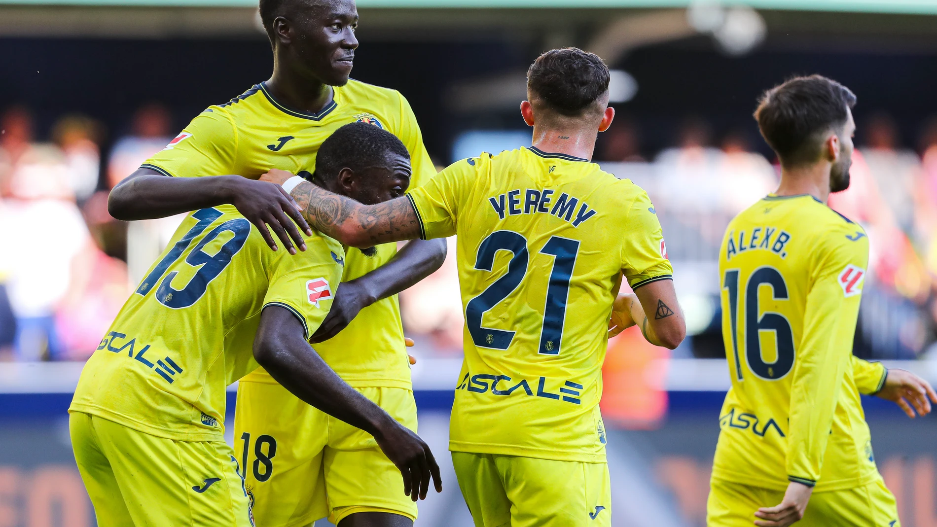Nicolas Pepe of Villarreal CF celebrates a goal during the Spanish league, LaLiga EA Sports, football match played between Villarreal CF and CD Leganes at La Ceramica stadium on May 14, 2025, in Villarreal, Spain. AFP7 14/05/2025 ONLY FOR USE IN SPAIN
