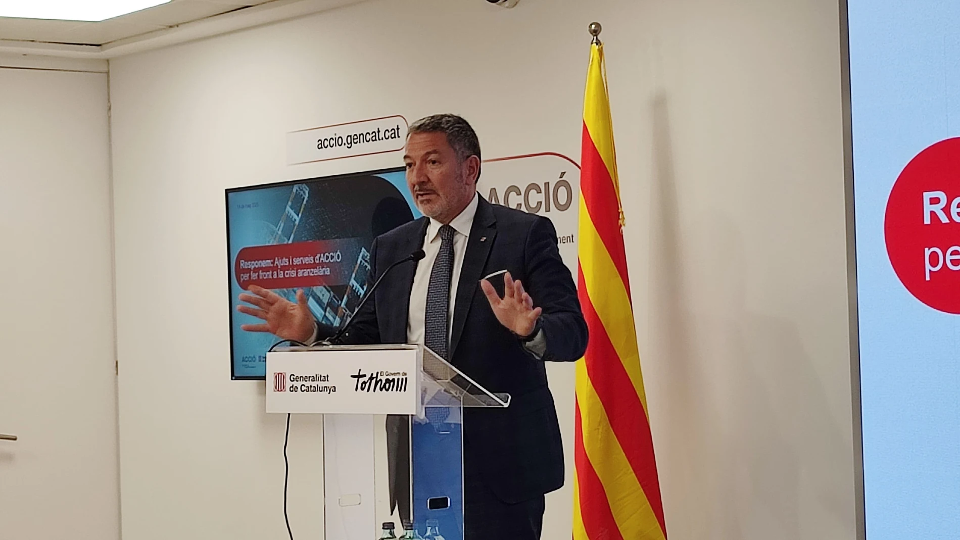 El conseller de Empresa y Trabajo, Miquel Sàmper, da a conocer el primer paquete de ayudas a la internacionalización de Acció frente a la crisis arancelaria EUROPA PRESS 14/05/2025